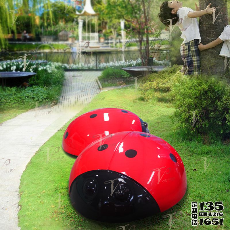 公園景區(qū)創(chuàng)意玻璃鋼彩繪七星瓢蟲(chóng)雕塑