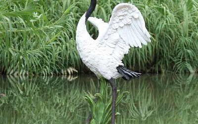 玻璃鋼仿真戶外池塘丹頂鶴雕塑